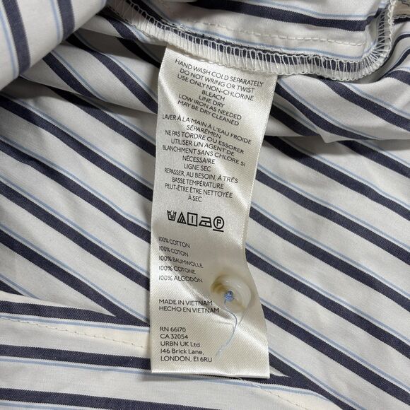 Anthropologie Twofer Shirt Dress Women's Medium White White Blue Striped Pocket - Picture 7 of 7